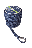 Ankerleine PES 3-fach geschlagen mit Niro-Kausche navy 10mm 20m